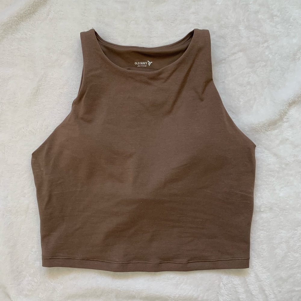 brown active crop top
